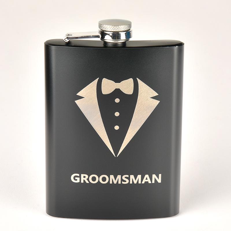 8oz Stainless Steel Hip Flask with Russian Leather, Portable Outdoor Small Flask - Brown/Black