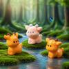 4PCS Cute Plush Deer Figurine Model DIY Kawaii Decoration Accessories Gardening Farm Landscaping Small Ornaments