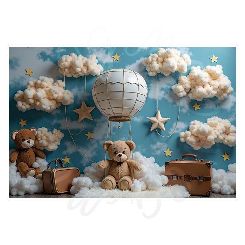 Balloon Cartoon Background Fabric  Children's Birthday Party Decoration Background Wall Fabric  Pet Photography Background Fabric