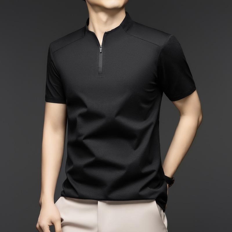 Summer New Men's Quick-drying Thin Half-zipper Mesh Short-sleeved T-shirt Men's Refreshing and Versatile Luxury Jacket