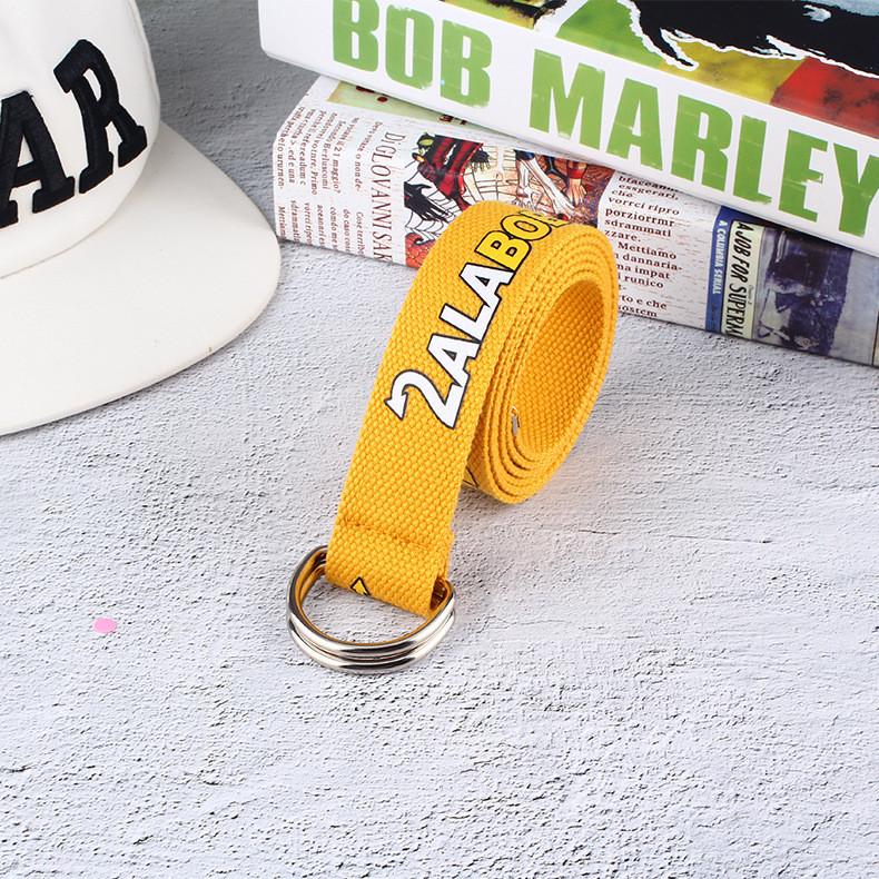 Letter Pattern Fashion Neutral Casual Nylon Waist Belt With Double Design Buckle