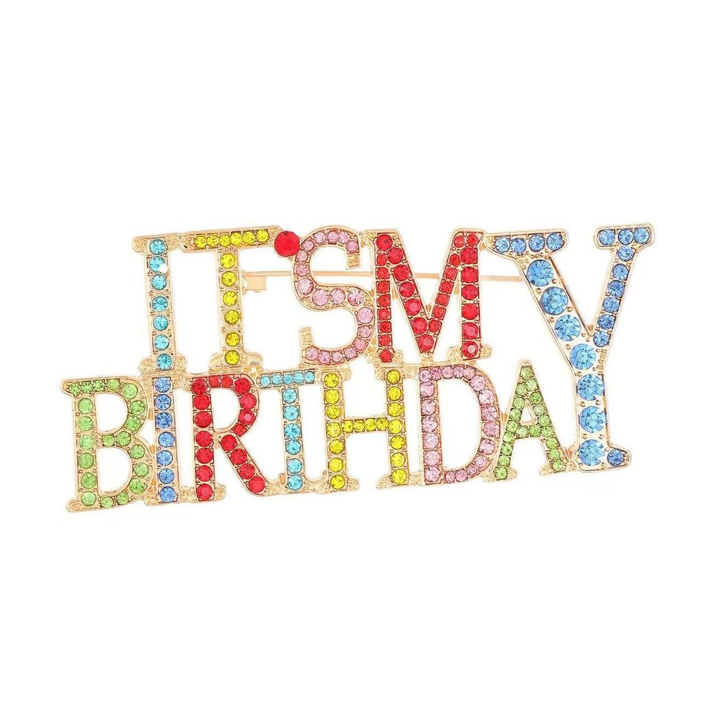 Colorful Alphabet Diamond Brooch Pin - Unisex Birthday Fashion Accessory