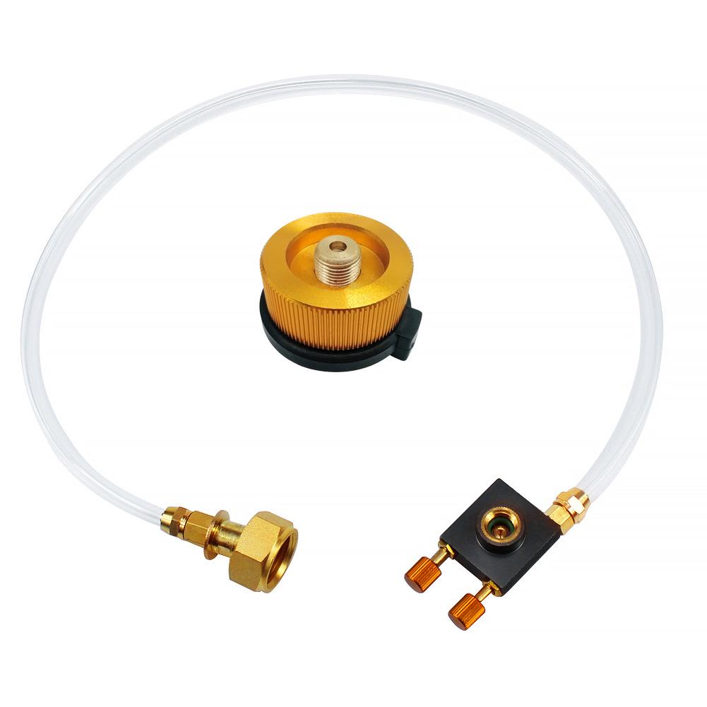 German Standard LPG Stove Head: Outdoor Gas Can Adapter with Long Flat Cassette and Inflatable Valve Connector Pipe