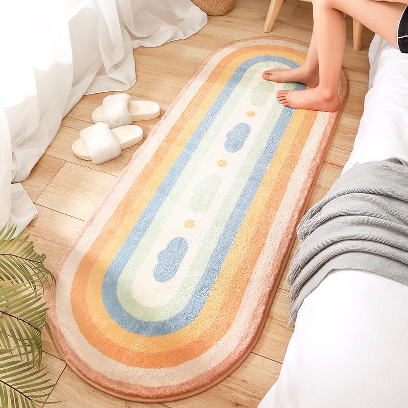 Bedroom Bedside Oval Carpet Modern and Simple Machine Washable Bay Window Balcony Long Strip Short Plush Carpet