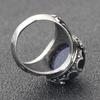 15MM Creative Inlaid Blue Sandstone Stainless Steel Ring for Women
