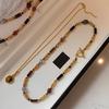 Natural Brown Stone Necklaces for Women Vintage Gold Metal Irregular Handmade Bead Choker Necklaces Jewelry Gifts