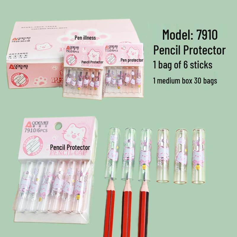 

Set of 6 Transparent Pencil Grip Extenders for Kindergarten and Primary Students