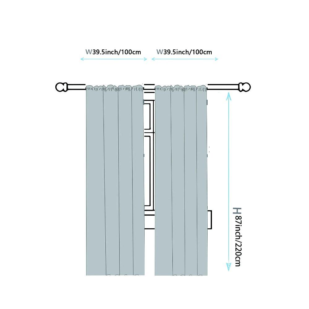 Two Piece Set of Curtains, Metal Grommets. Dark Brown, Barn Wooden Door. Polyester, with Dustproof and Waterproof Properties