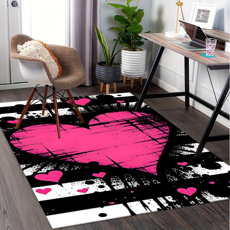 Herz Graffiti Thema Stuhlmatte Büro Teppich Übergröße Teppich für Heimdekor, Sofateppich, Schreibtischmatte, Geschenkidee für Büro und Wohnzimmer