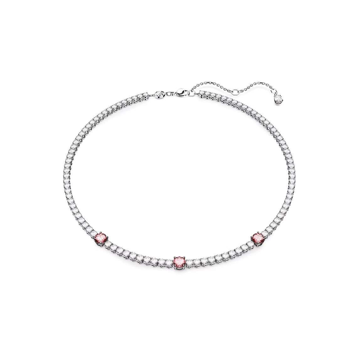 

Swarovski Matrix Tennis Plain Inlay Design Rhodium Plated Necklace Women necklace Silver 5666165 Box (Random Color),F