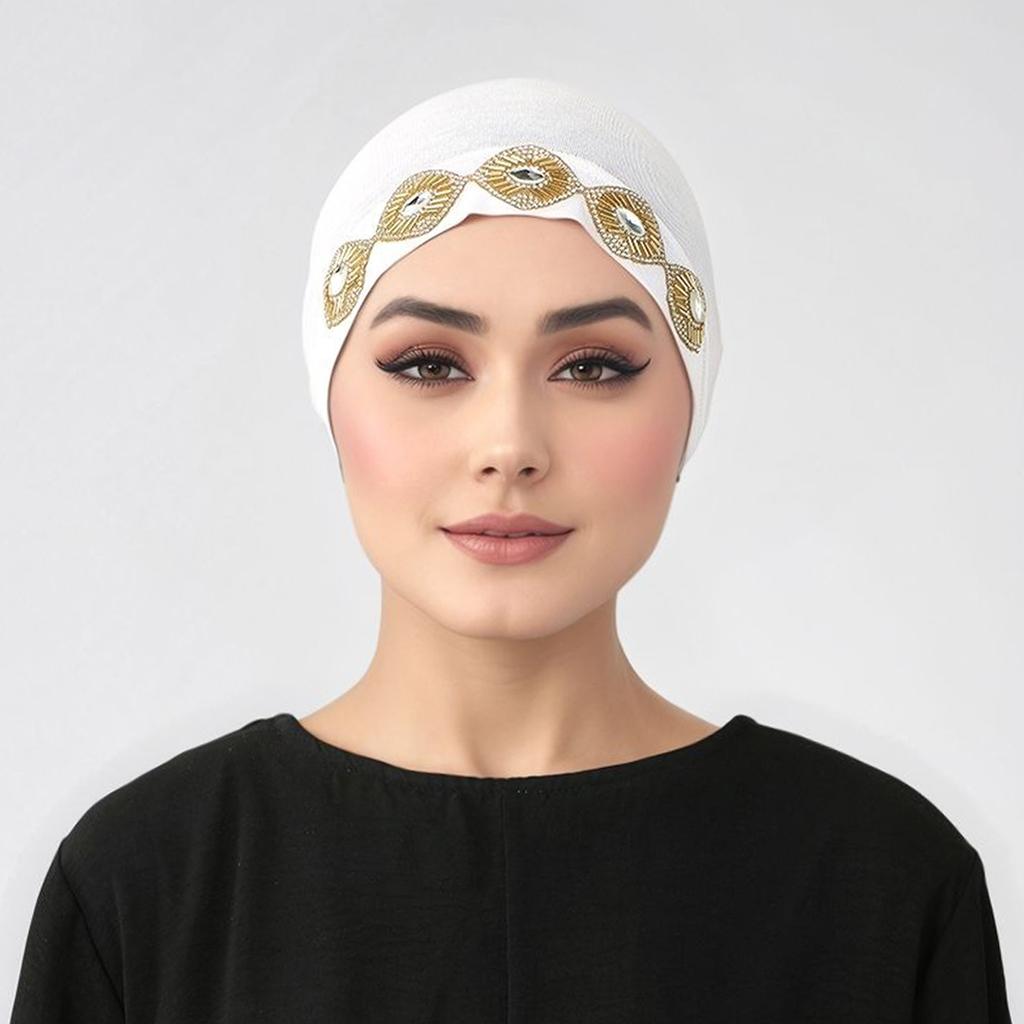 Modal Cotton Rhinestone Undercap Stretchy Hijab Premium Soft Bonnet Muslim Women Elastic Inner Hijab Turban Islam Underscarf