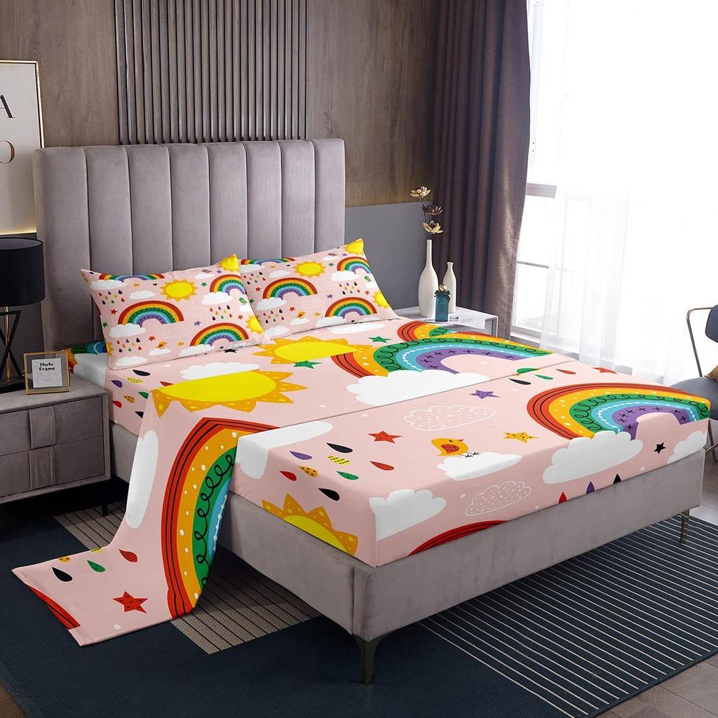 Ball Sports Pattern Bed Hat Four-Piece Bedding Set Bedroom Dormitory Bedding Decoration