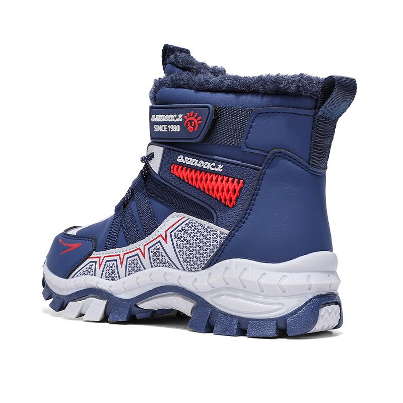 30-40 Children's Winter Large Size Fashionable Outdoor Velcro High Top Plush Warm Cotton Boots Snow Boots