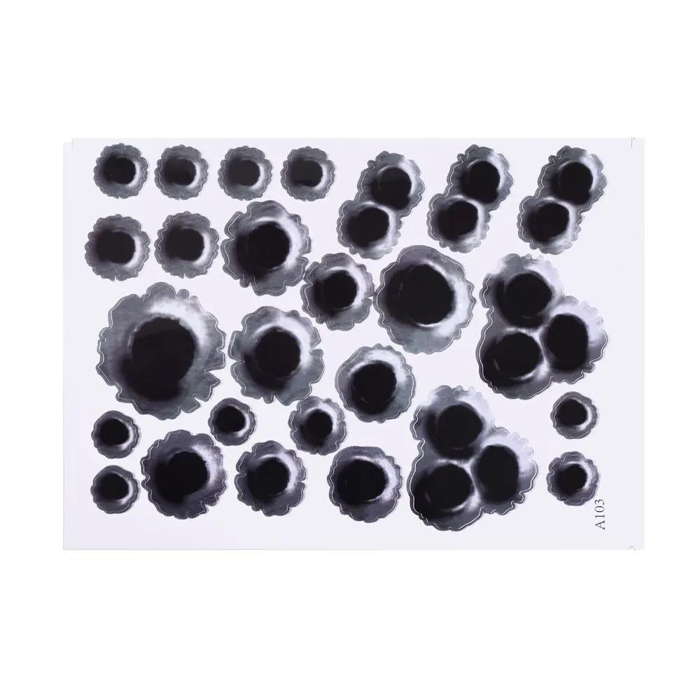 Car Styling 3D Fake Hole Sticker Motorcycle Helmet Body Simulation Scratch Hole Decal Funny Emblem Symbol Stickers