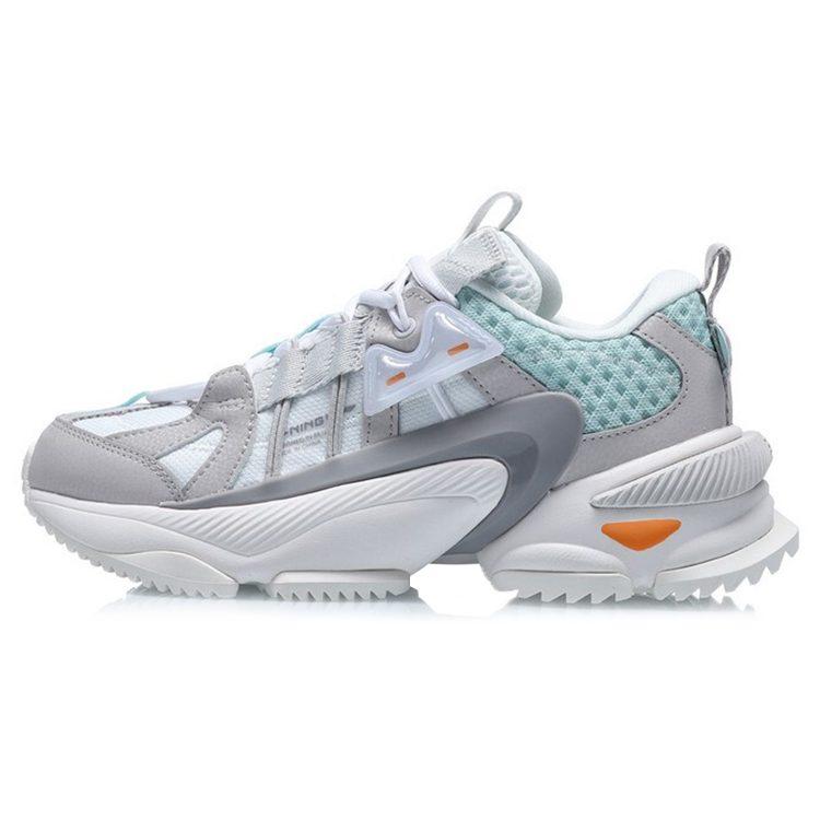 Li Ning Nebula M1 Textile, Synthetic Leather Cushioning Low Top Sports Casual Shoes Women's White Gray AGCQ244-1