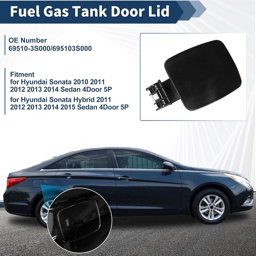 Fuel Tank Door for Hyundai Sonata 2010 2011 2012 2013 2014 Fuel Filler Door Assembly for Hyundai Sonata Hybrid 2011-2015 No.69510-3S000 Black Fuel