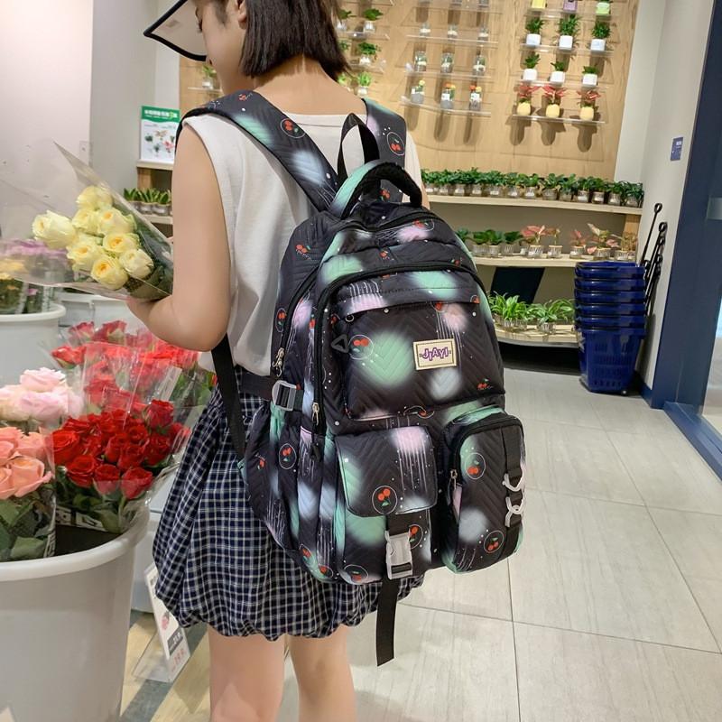 Spotted Fashion Colored Cherry Pattern Student Backpack For High School Use