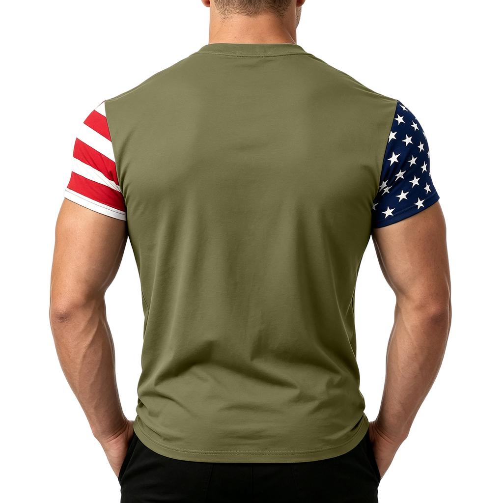 Men's Loose Fit Casual Short Sleeve T Shirt Featuring Flag Print Suitable for Summer Daily Wear Lightweight Comfortable Fabric