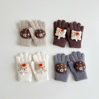 Cute Cartoon Baby Gloves Winter Warm Knitted Mittens for Toddler Kawaii Solid Color Kids Boys Girls Five Finger Gloves