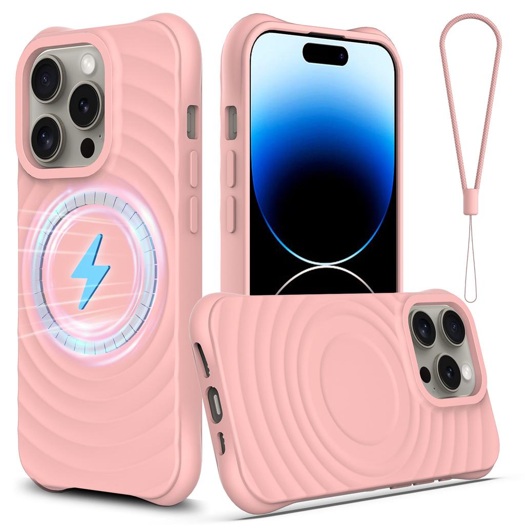 Für iPhone 14 Pro Hülle Wasserwellenstruktur Flüssigsilikon Schlanke Handyhülle Kompatibel mit MagSafe