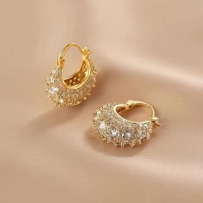 Französische Trendige Eingelegte Zirkonia U-förmige Creolen für Damen Funkelnder Eleganter Party-Jahrestag Schmuck Geschenk