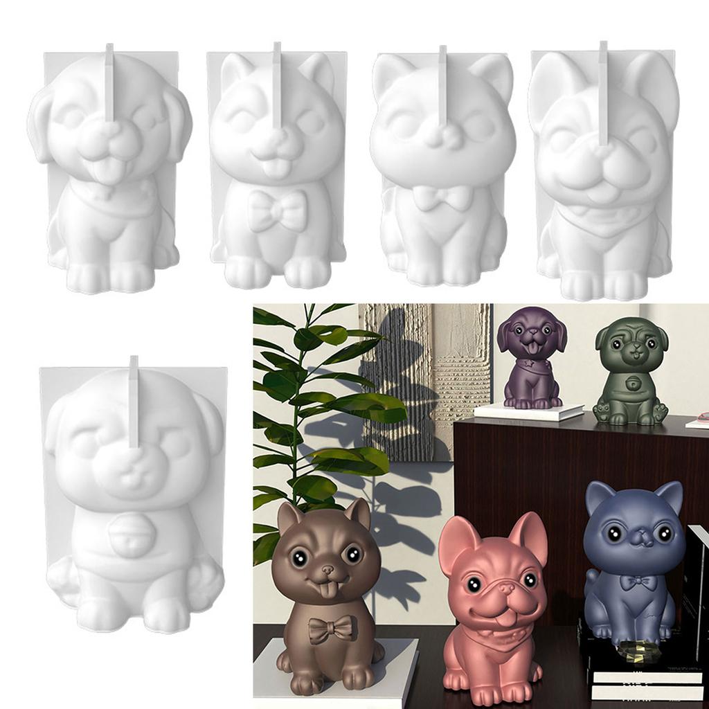 3D Dog Silicone Candle Mold DIY Soap Resin Plaster Mould Animal Puppy Ice Cube Chocolate Making Desk Ornament Home Decor