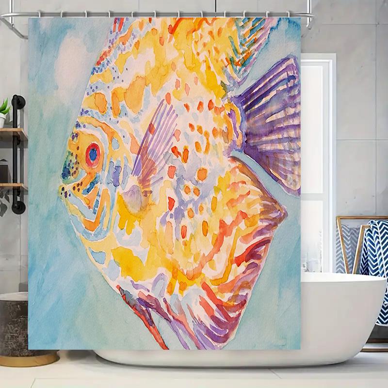 

Vibrant Fish Design Waterproof Shower Curtain For Bathroom Decor 3D Printed Watercolor Style Home Decoration Wall Hanging Size:1 W60H190(CM)-1 Pcs