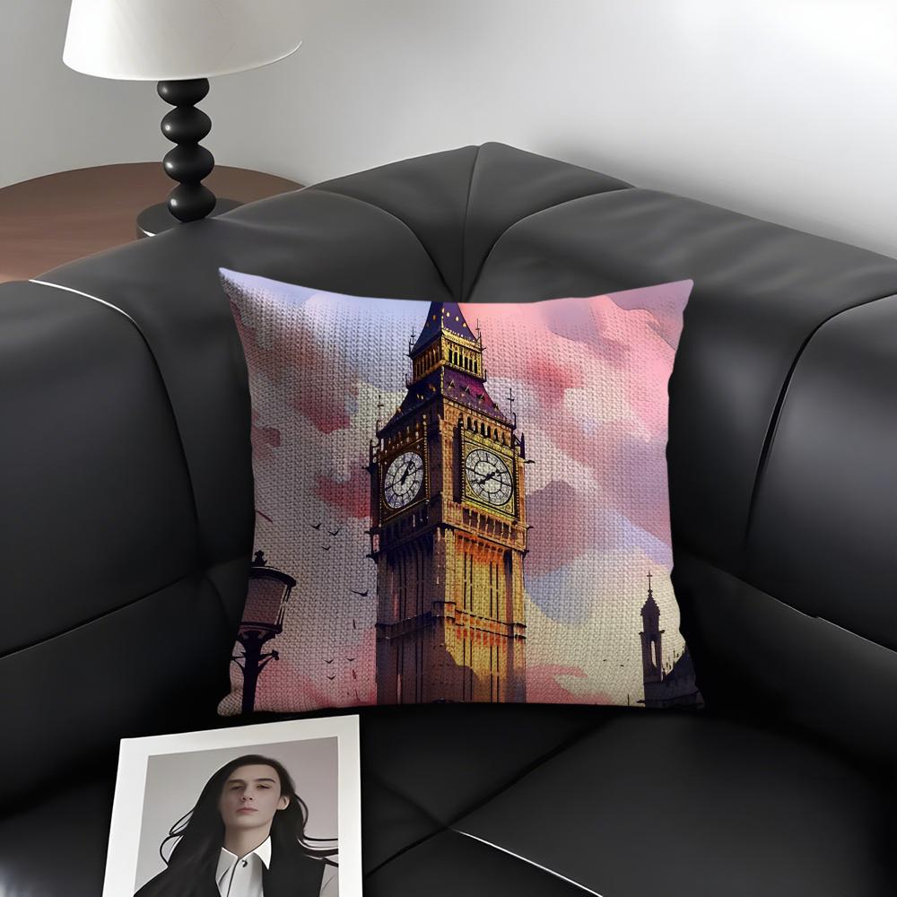 London Fashion Cushion Cover Natural Linen Organic Fabric DoubleSided Printing Sofa Home Decor Gift Pillow Case