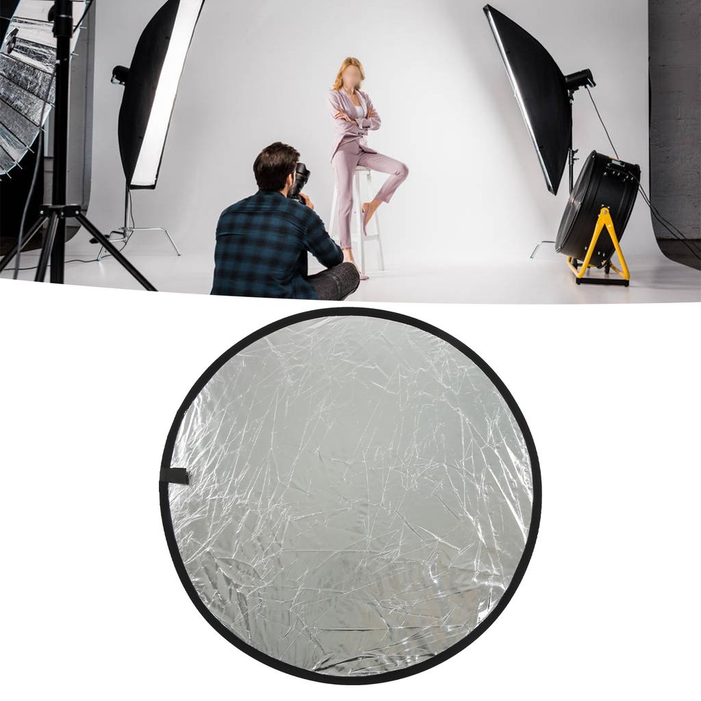 Silver White 2 In1 Reflector Portable Round Photography Light Reflector for Live Lighting