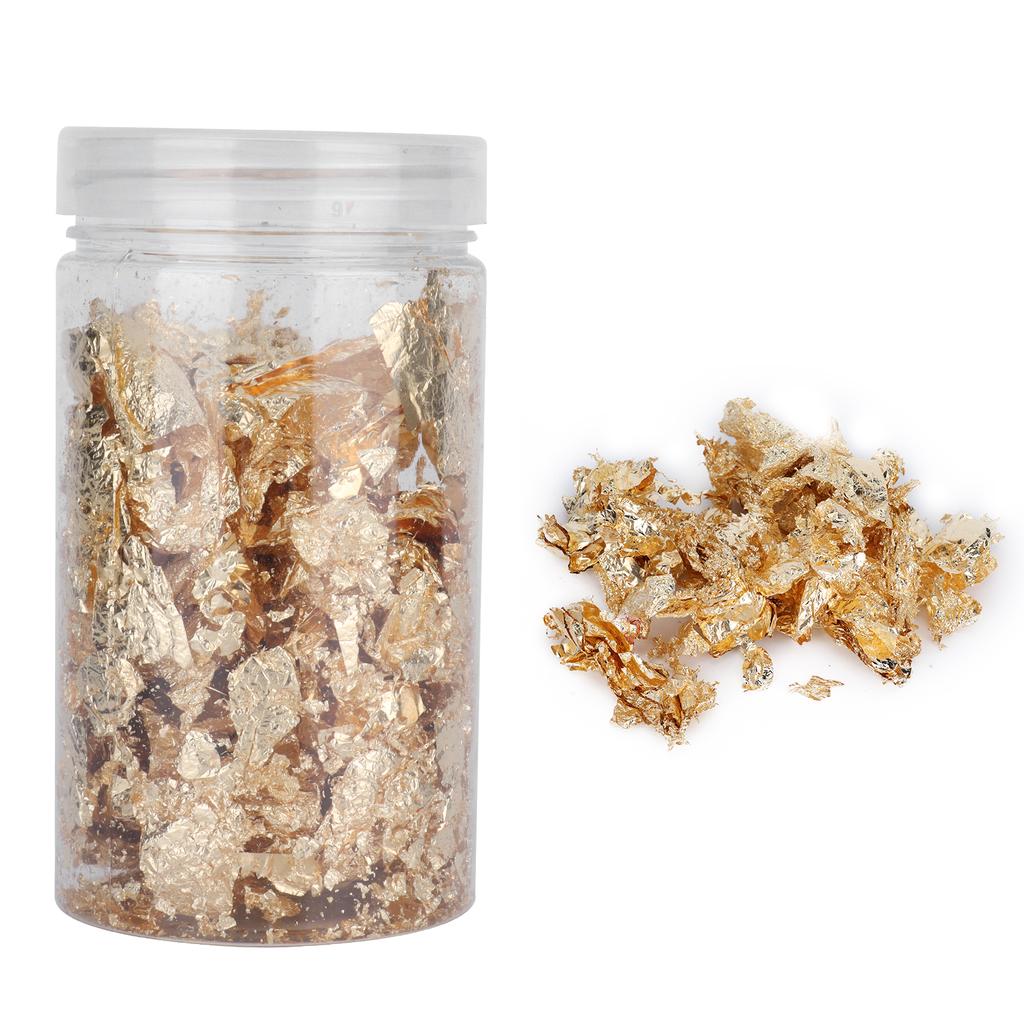 Metallic Foil Flakes Aluminium Foil Flakes for Epoxy Crafts Resin Jewelry Making (Golden)