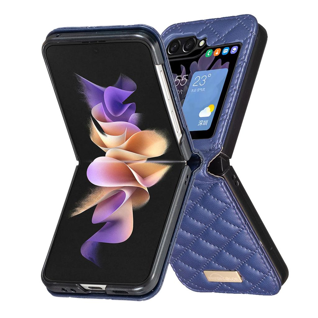 BINFEN COLOR For Samsung Galaxy Z Flip6 5G/Z Flip5 5G Case Rhombus PU Leather Folding Phone Cover