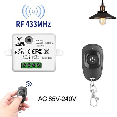 433MHz Drahtloser Fernbedienungs-Lichtschalter 220V 110V 10A Relais-Controller Mini Ein-Tasten-Wandpaneel-Schalter für Beleuchtung LED