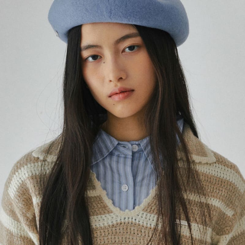 BELLOL Embroidry Wool Beret SKY