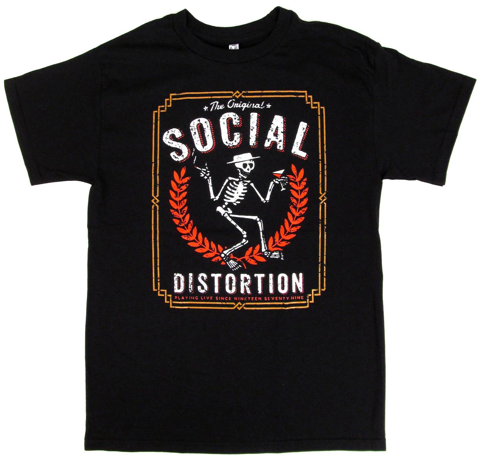 SOCIAL DISTORTION T-shirt Punk Rock Skeleton Logo Adult Mens   Black New S