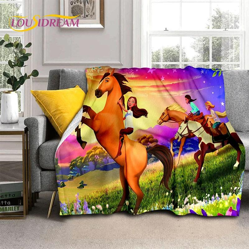 Spirit Riding Free Cavalli dei Cartoni Animati Coperte Morbide, Coperta Plaid Calda Comoda per Picnic Letti Divano Casa Camera da Letto Regalo Ragazza