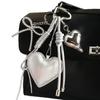 Miu Silver Heart Pu Keychain With Butterfly Bow Woven Rope For Fashion Accessories