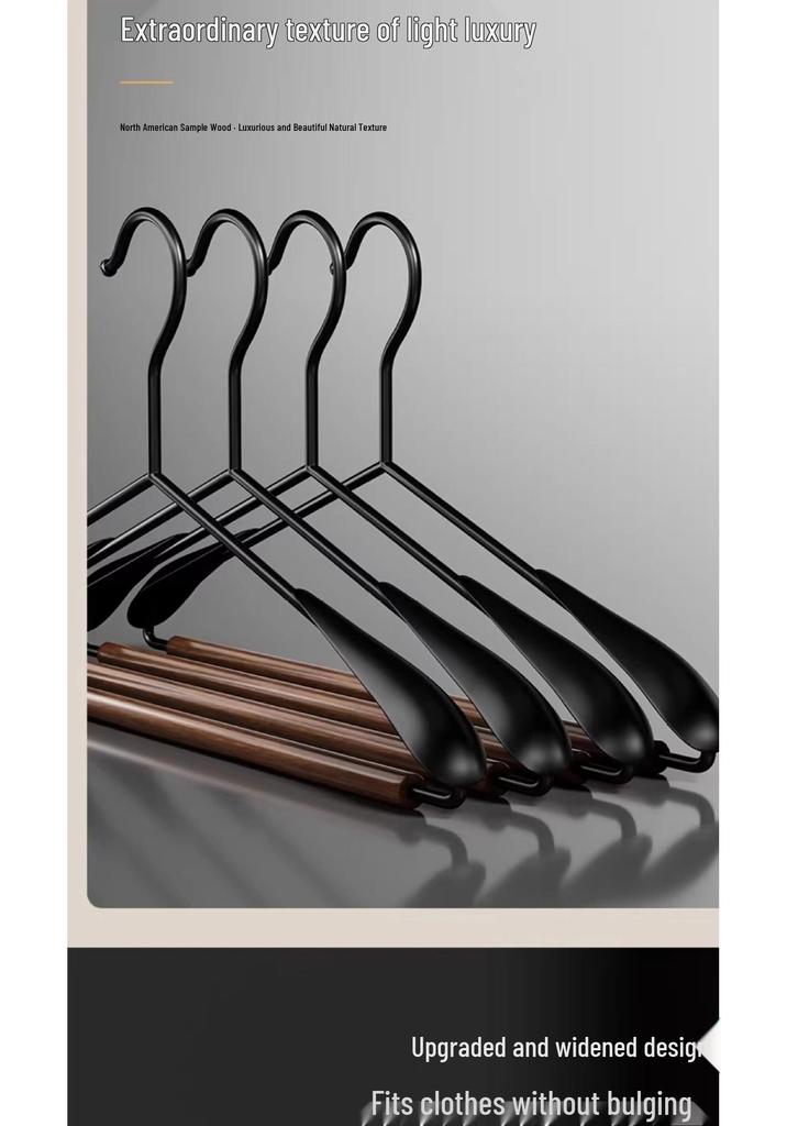 Beech Wood Non-Slip Clothes Hanger - Solid Wood, No-Trace Design for Household and Adult Clothing Stores