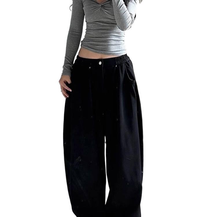 Damen American Retro Faule Sommer Weite Hosen