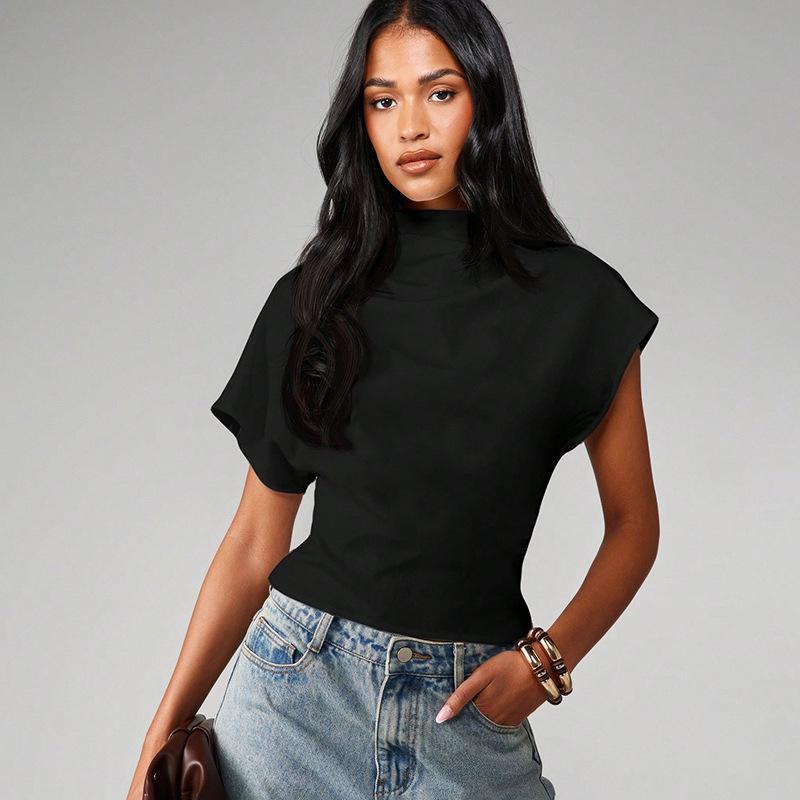 2026 Summer Women's Design Sense Round Neck Short-Sleeve T-shirt - Versatile Solid Color Loose Top