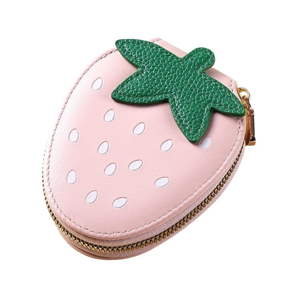 

Multi-card Slot Strawberry Card Bag Zipper Storage Bag Portable PU Leather Card Holder Women розовый