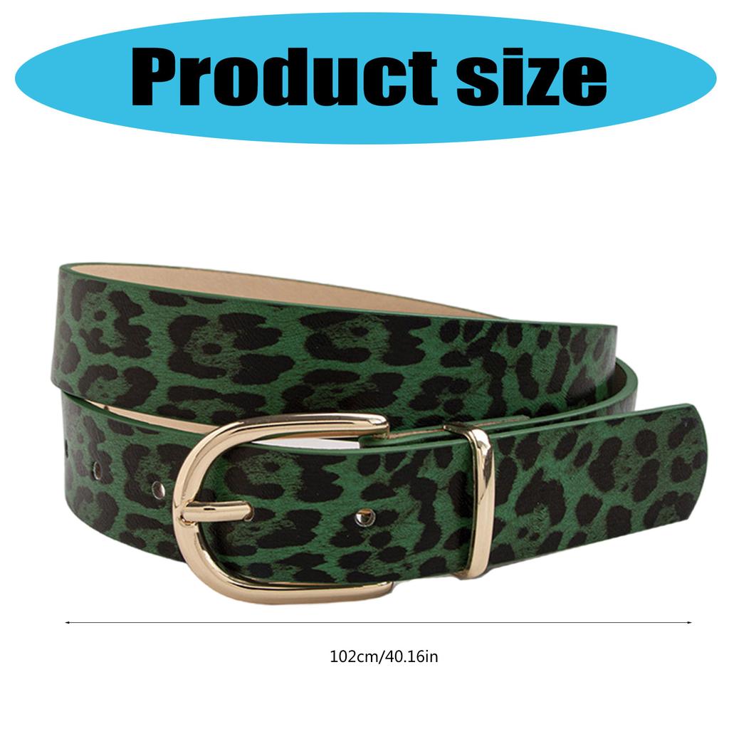 Y2K Leopard Pattern PU Leather Belt Adjustable Waistband Pin Buckle Waist Strap For Women Jeans Pants Fashion Accessory