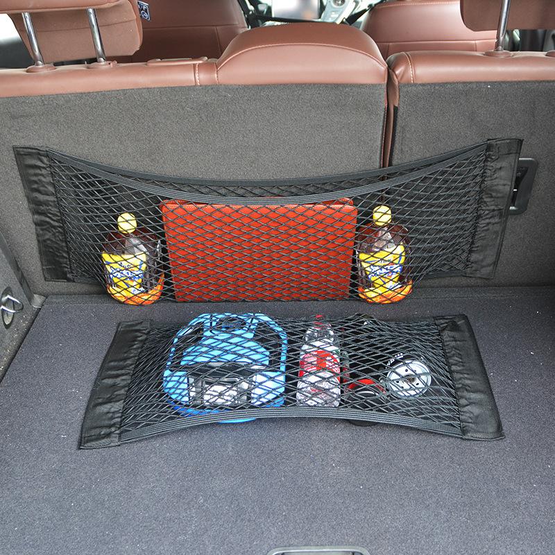 Self-Adhesive Magic Tape Car Trunk Mesh Storage Organizer Elastic Cargo Net Pocket Universal Trunk Seat Back Storage Accessories