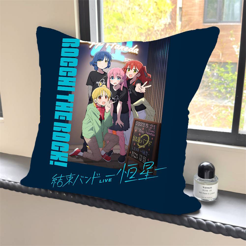 1PC Anime Bocchi The Rock Pillow Case Square  Bedroom Sofa Leisure Comfort Cushion Car Home Decoration Pillowcase 40x40