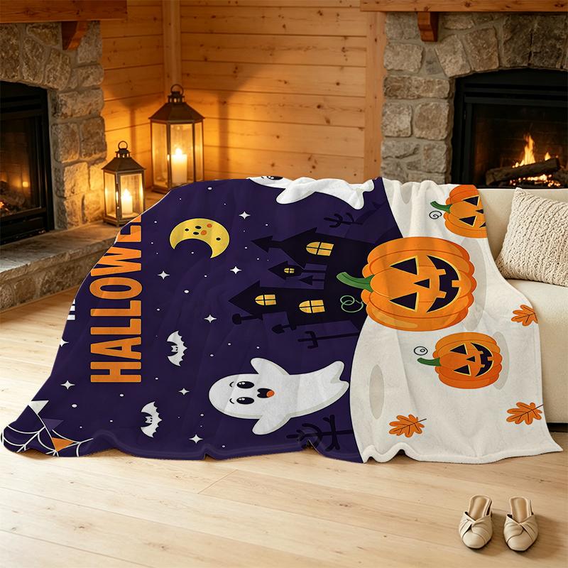 Thick Warm Flannel Blanket for Halloween & Christmas Soft Cozy Blanket, Ideal for Home, Guest Room, Single Use, Festive Decor