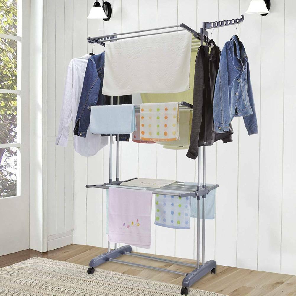 Plegable Extra Grand 3 Tier Interior Ropa al aire libre Airer secador-linge Rack