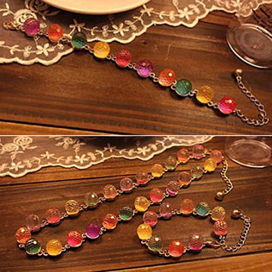Bracelet Candy Color Round Beads Women Multicolored Beads Cuff Bangle Bracelet for Party