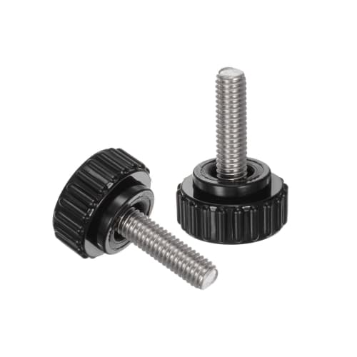 uxcell 6pcs M6 X 20mm Knurled Knobs, Clamping Knobs, Metric 304 Stainless Steel Female Thread Thumb Screw-On Type, 22mm Plastic Round Head Thread Hand