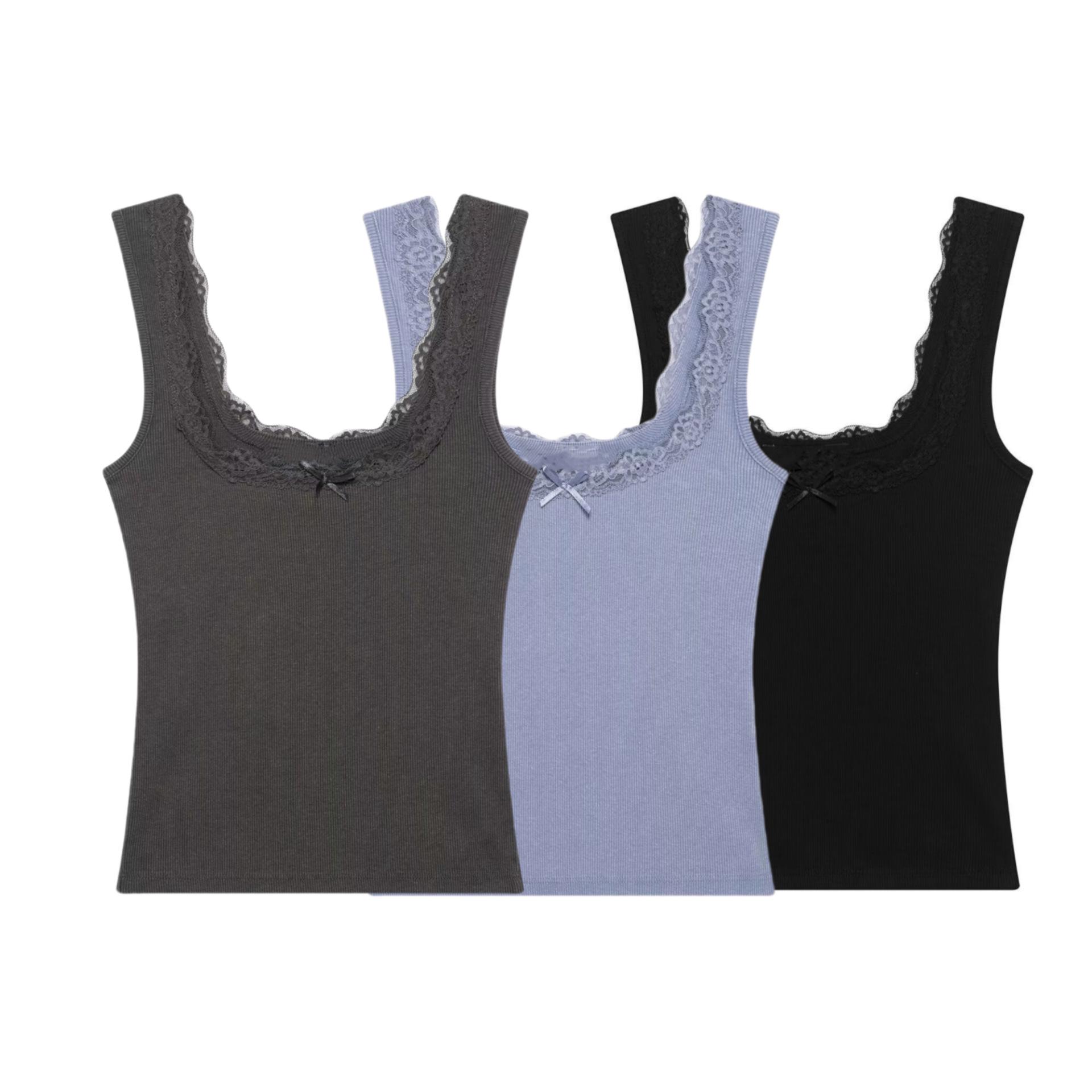 

2025 Spring Women s Slim Lace-Trimmed Camisole Small синій