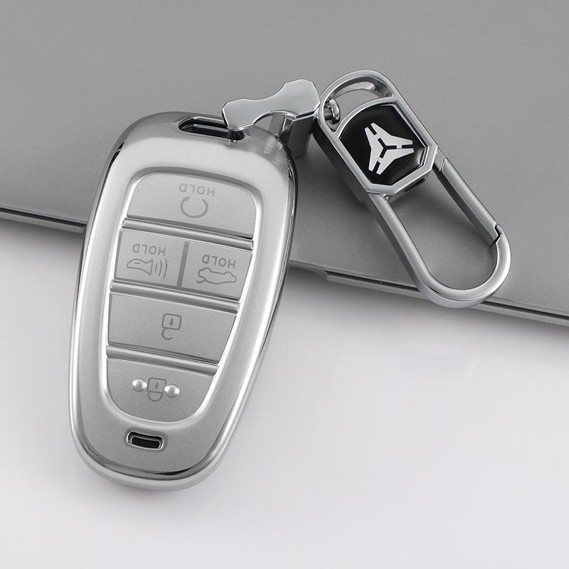 Hyundai Tucson L Quicksand Silver 4-Button Key Case - Korean Car Interior Protective Shell