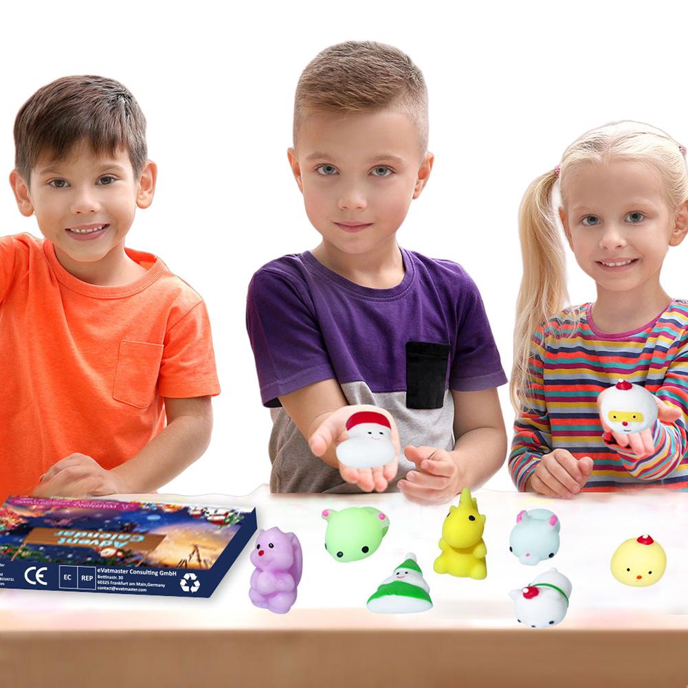 Ημερολόγιο Αντίστροφης Μέτρησης Χριστουγέννων Mochi Squishies με 24 τμχ Διαφορετικά Χαριτωμένα Ζωάκια Παιχνίδια Δώρα για Αγόρια Κορίτσια Χριστουγεννιάτικη Μπομπονιέρα Πάρτι